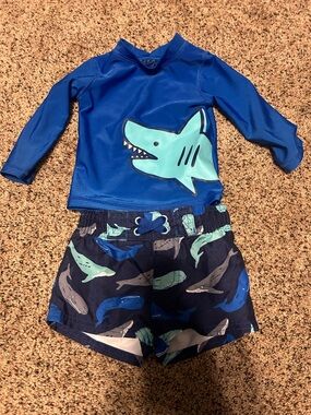 Cat & Jack Blue Shark Rashguard Swim Set